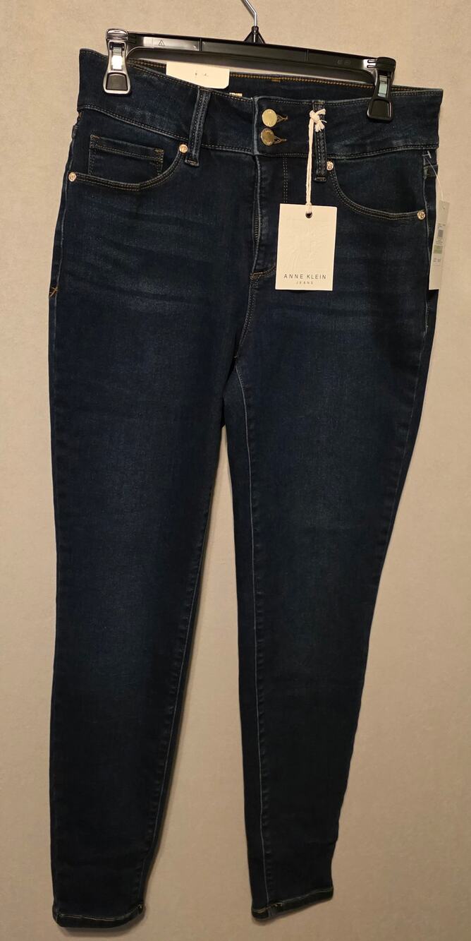 NWT Anne Klein dark wash high-rise stretch skinny ankle jeans 5-pockete size 4